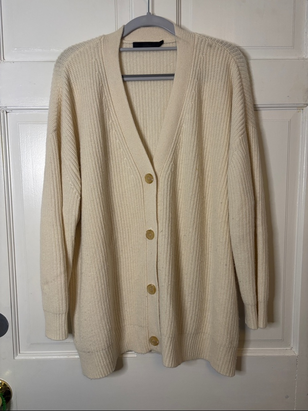 Jenni Kayne Cream Button-Front V-Neck Women's Sweater Cardigan 100% Cashmere